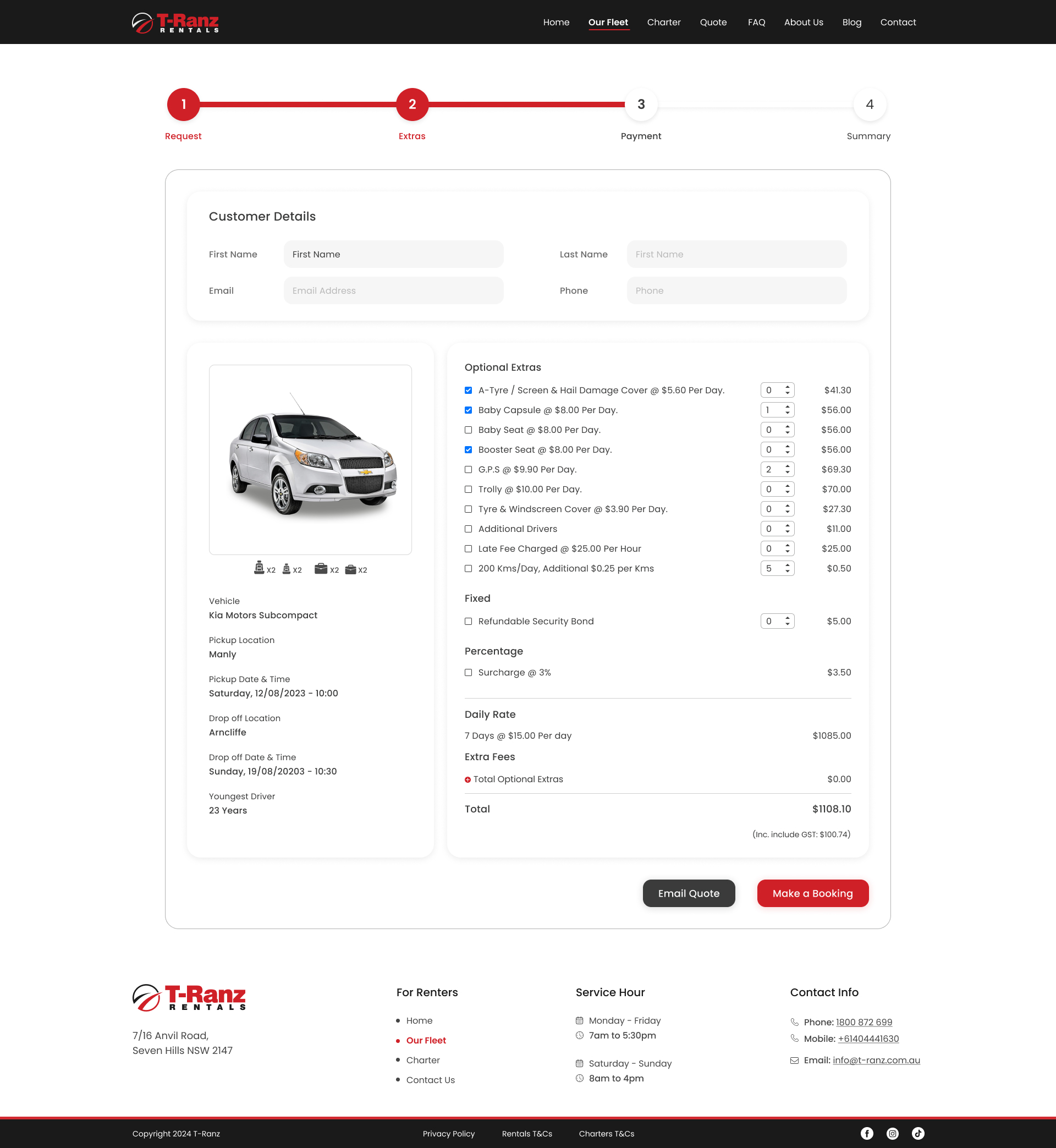 Booking Extras Screen With Add-ons And Additional Charges — preview 3